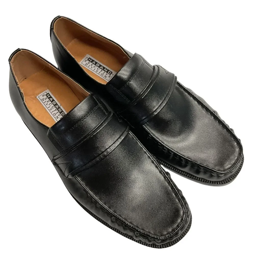 Haband Executive Division Leather Slip On Loafers Shoes‎ Sz 10EEE Black Comfort